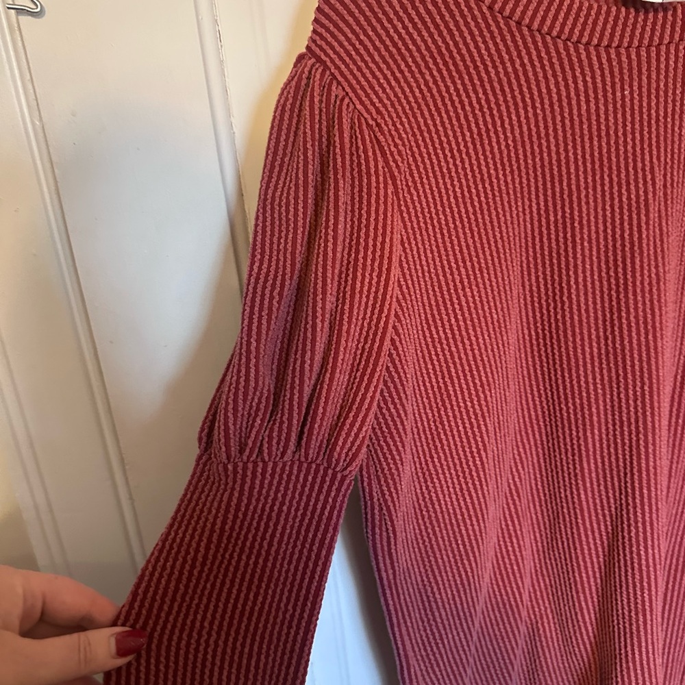 7th Ray Ribbed Knit Sweatshirt - Deep Red - Picture 3 of 5